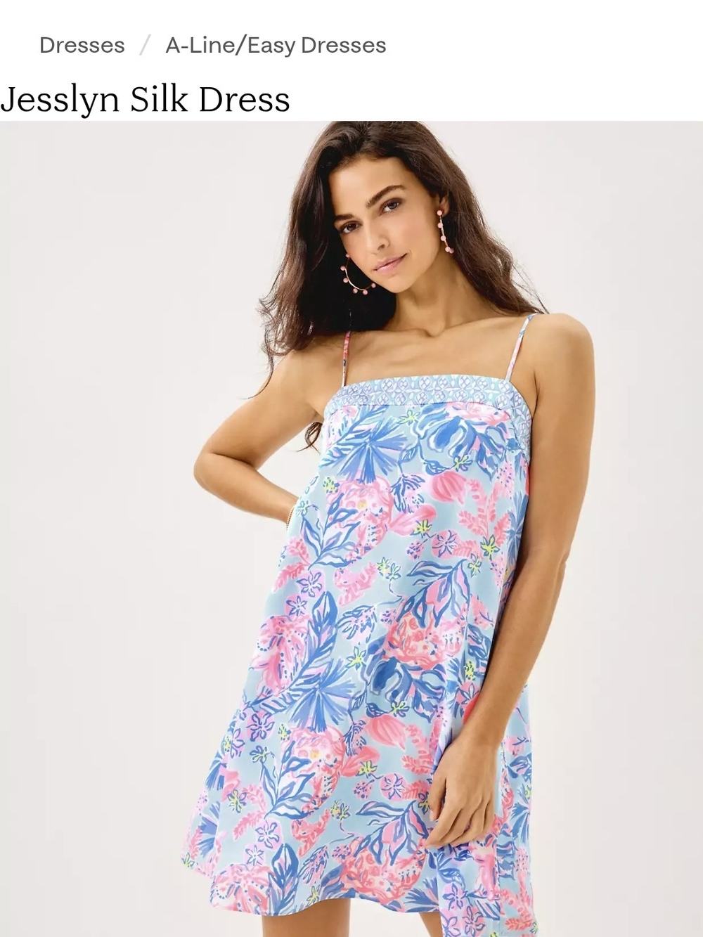 Lilly Pulitzer Jesslyn Blue, Pink & Green Floral Silk Dress